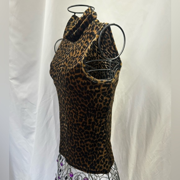 Y2K Hot Kiss leopard print velvet turtleneck top size S - Picture 5 of 7
